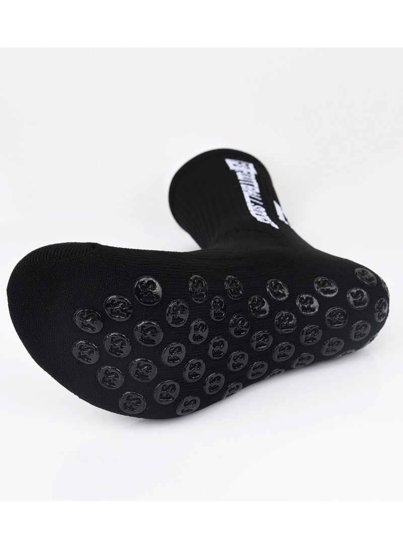 3 pairs of football socks, sports running socks, bottom anti slip silicone dots, professional training mid length socks black