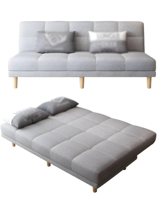 Armless Sofa Bed with Tight-Back Design in modern Blend Fabric (Red Black)