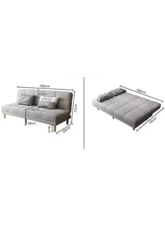 Armless Sofa Bed with Tight-Back Design in modern Blend Fabric (Red Black)