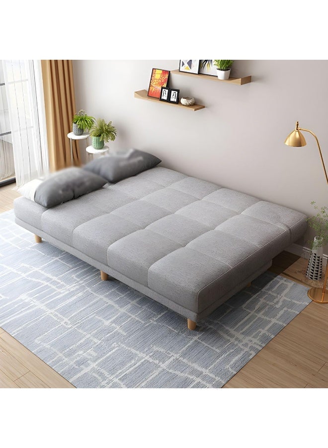 Armless Sofa Bed with Tight-Back Design in modern Blend Fabric (Red Black)