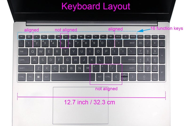 UHamn Keyboard Skin Compatible for 15.6" HP Laptop 15-fc 15-fd 15t-fd 15z-fc Series, HP Pavilion 15 15-eg/eh/er 15t-eg200/eg300 15z-eh300 Series, HP Pavilion 17z 17z-cp000 17z-ca200 17-cn 17-cp Series (Pink - Image 2