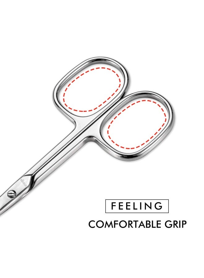 LIVINGO Premium Manicure Nail Scissors Multi-purpose Stainless Steel Cuticle Beauty Grooming Kit for Eyebrow Eyelash Dry Skin Curved Blade 3.5 inch - Image 5