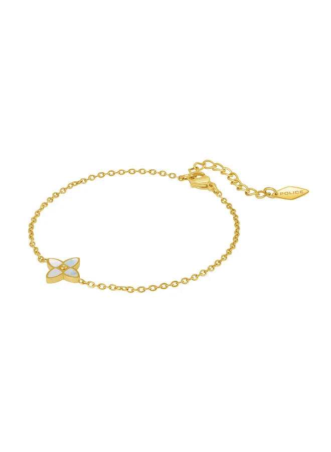 POLICE Petal Yellow Gold Plated Stainless Steel Charm Bracelet for Women