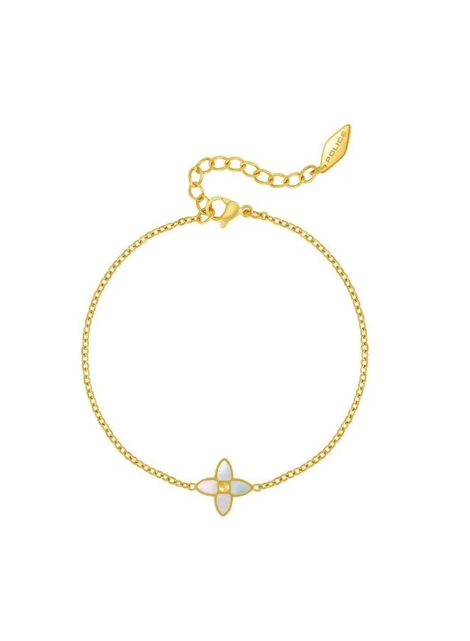 POLICE Petal Yellow Gold Plated Stainless Steel Charm Bracelet for Women