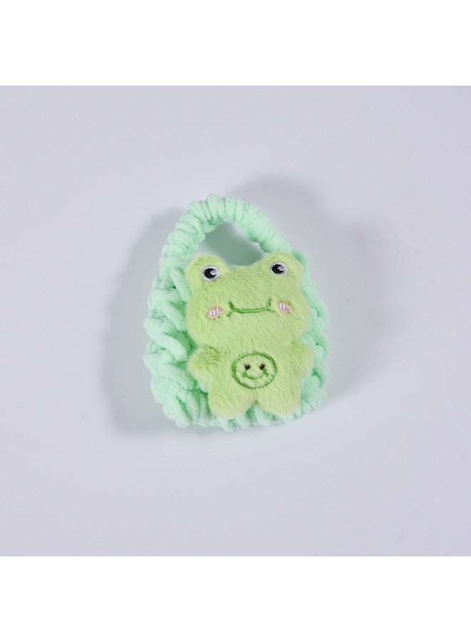 Pink Cute Cyber Red Bear Lion Wake Flower Plush Hand-woven Drop-resistant Headphone Bag Bluetooth Headphone Protective Cover Finished Product-Color:Long Haired Frog  - Image 1