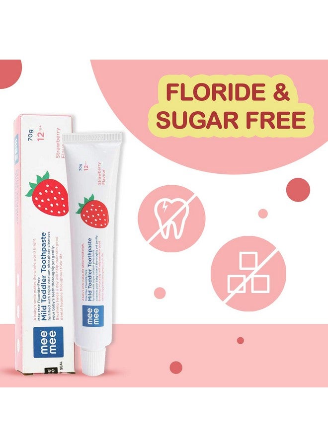 مي مي معجون أسنان للأطفال خالي من الفلورايد 70 جرام | معجون أسنان بنكهة الفراولة للأطفال الرضع والأطفال الصغار من عمر 1 إلى 5 سنوات لحماية الأسنان من التسوس والعناية بالفم (عبوة واحدة) - Image 2