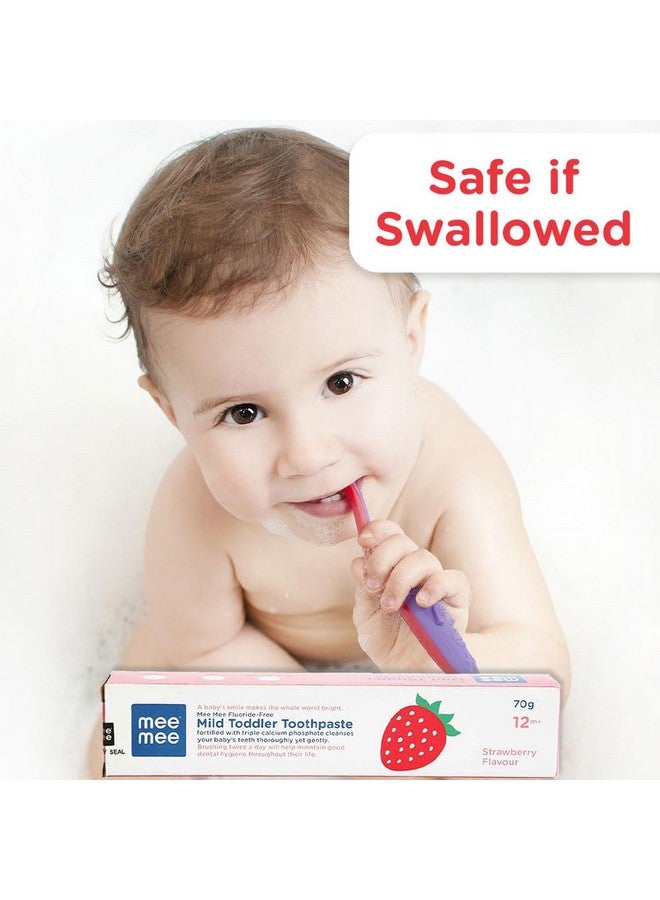 مي مي معجون أسنان للأطفال خالي من الفلورايد 70 جرام | معجون أسنان بنكهة الفراولة للأطفال الرضع والأطفال الصغار من عمر 1 إلى 5 سنوات لحماية الأسنان من التسوس والعناية بالفم (عبوة واحدة) - Image 3