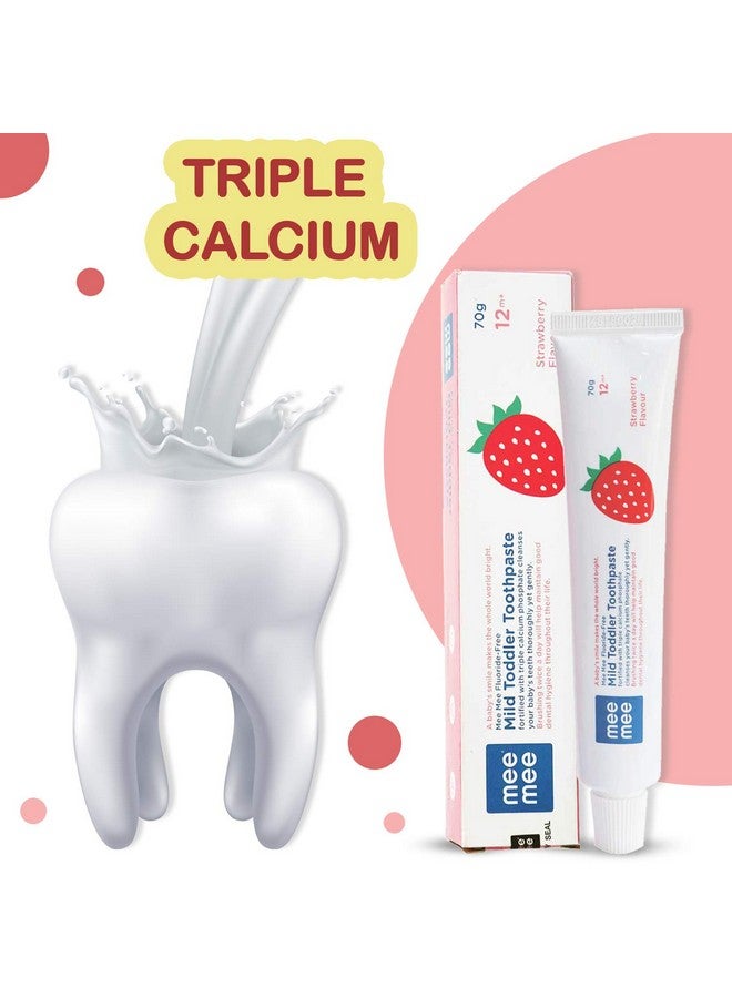 مي مي معجون أسنان للأطفال خالي من الفلورايد 70 جرام | معجون أسنان بنكهة الفراولة للأطفال الرضع والأطفال الصغار من عمر 1 إلى 5 سنوات لحماية الأسنان من التسوس والعناية بالفم (عبوة واحدة) - Image 4