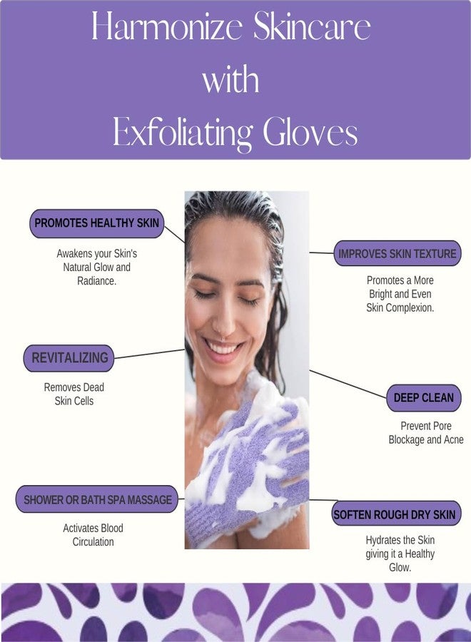 Harmony N More Exfoliating Glove – Shower Gloves & Body Scrubber Mitt for Women & Men – Textured Nylon Exfoliating Mitt for Shower – Scrub Gloves Exfoliating Dead Skin Remover – 1 Pair Lavender - Image 2