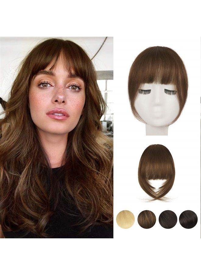 BARSDAR Clip in Bangs, BARSDAR 100% Human Hair Bangs Extensions French Bangs Neat Bangs with Temples Clip on Fringe Bangs Real Hair for Women Natural Color Washable/Dyeable(French-Golden Chestnut Brown) - Image 1