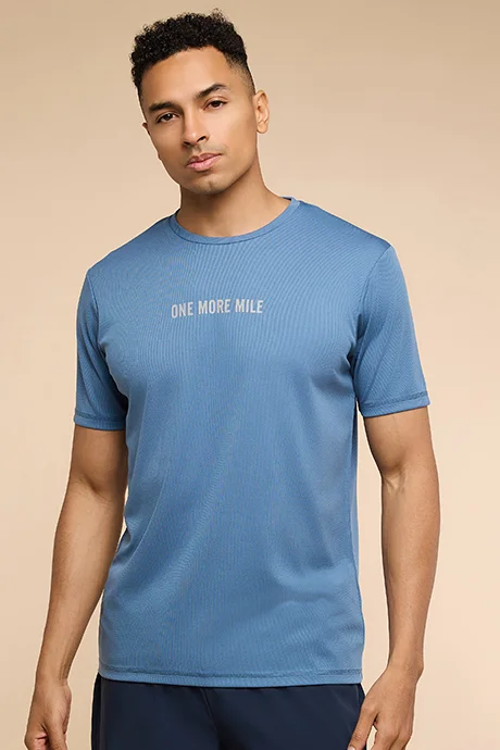 R&B Typography Print T-Shirt with Crew Neck and Short Sleeves