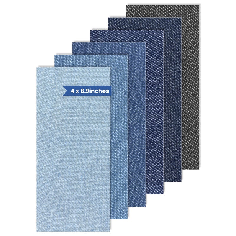 LCEAI Denim Patches for Inside Jeans - Iron On Patches for Jeans - Jeans Patch for Repairing Pant Holes and Covering Imperfections, 6 Colors, Each Piece Measures 4 in x 8.9 in - Image 1