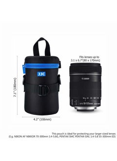 JJC Camera Lens Pouch Case for Canon RF 85mm EF-S 55-250mm EF 24-70mm Nikon Nikkor AF 70-300mm & More, Zipper Polyester Lens Protective Bag Interior Size 3.1x6.1”  - Image 4