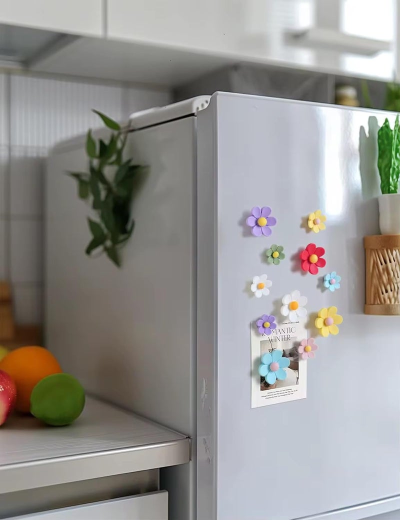 WARMINGO DE 15 Pc Flower Fridge Magnets for Refrigerator | Cute & Stylish Kitchen Decor Magnets | Decorative Magnetic Hold for Notes & Photos - Image 2