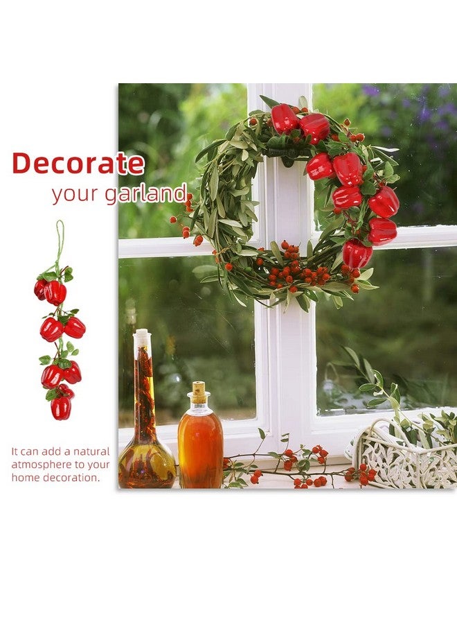 VIOCIWUO Artificial Hanging Bell Pepper String 2Pcs Simulated Lifelike Hot Chili Vegetable Fruit Garland Vine For Home Kitchen Fruit Shop Supermarket Farm Party Wall Decoration - Image 5