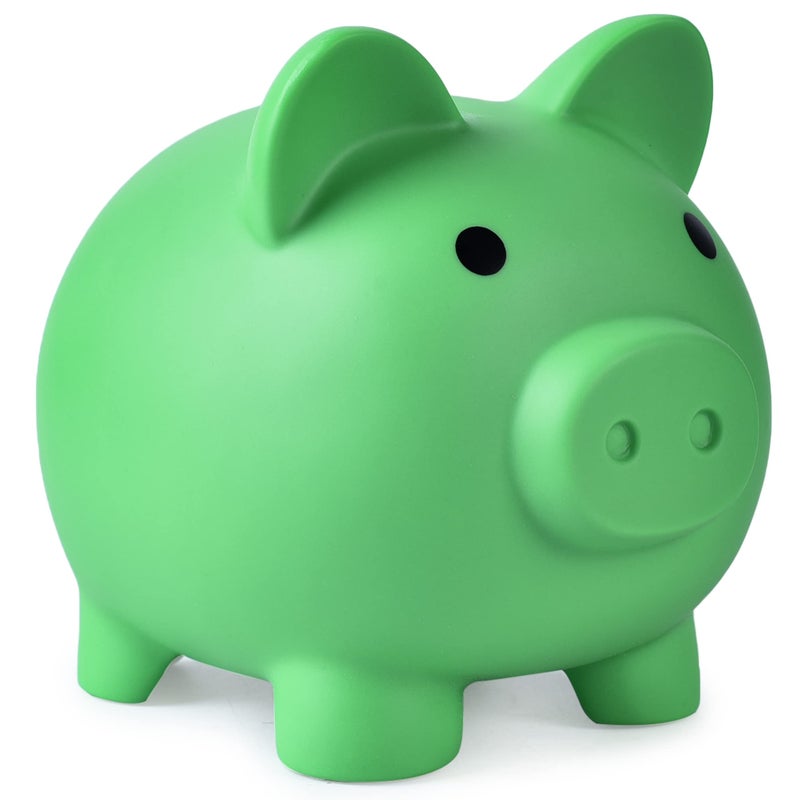 PJDRLLC Large Piggy Bank Unbreakable Plastic Money Bank Coin Bank for Girls and Boys Large Size Piggy Banks Practical Gifts for Birthday Easter Christmas Green