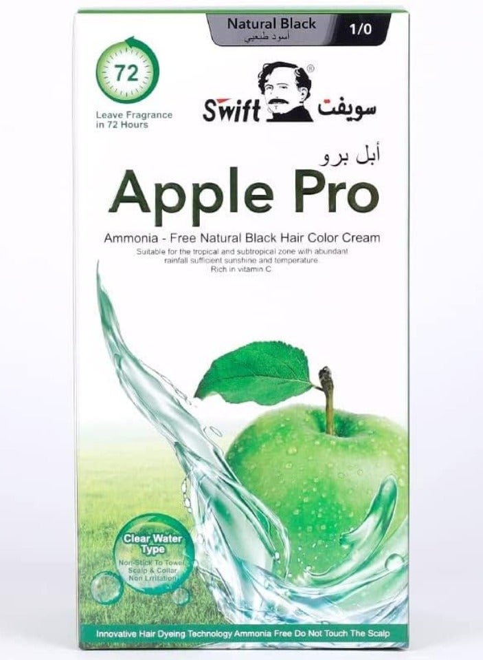 سويفت كريم تلوين الشعر الطبيعي الأسود الخالي من الأمونيا من آبل برو - 1.0 - 2×500 مل