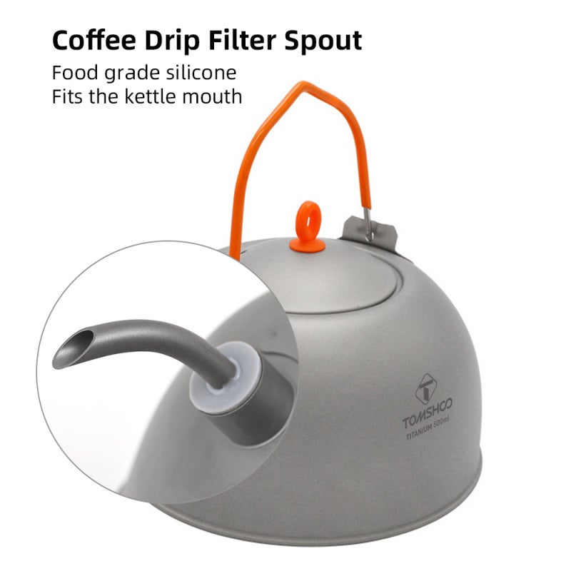 Small Coffee Pots: 100% Pure Titanium Lightweight Design, Coffee Drip Spout, Wide Mouth - Food-grade Silicone Spout, Hot Water Kettle for Camping, Hiking, Backpacking, Picnic - Image 4