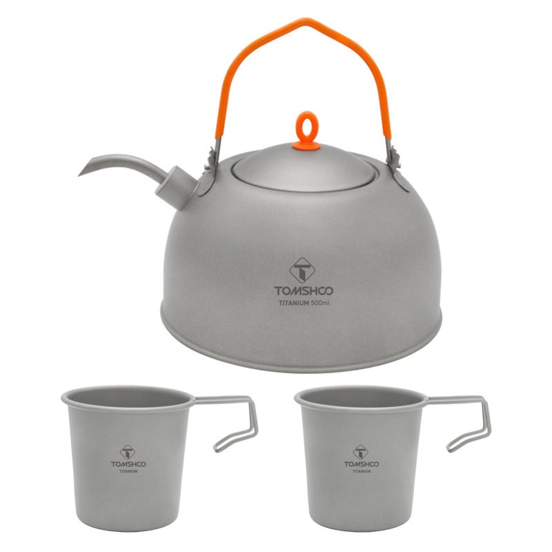 Small Coffee Pots: 100% Pure Titanium Lightweight Design, Coffee Drip Spout, Wide Mouth - Food-grade Silicone Spout, Hot Water Kettle for Camping, Hiking, Backpacking, Picnic - Image 1
