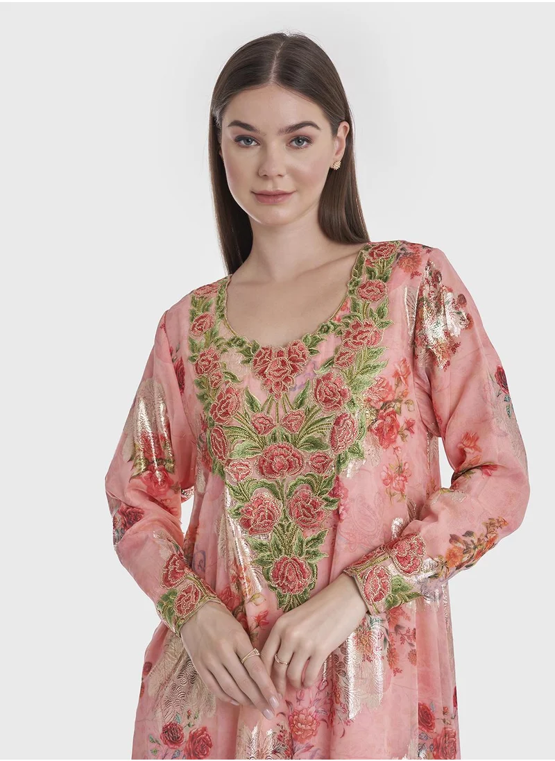 KASHKHA Printed Lurex Jalabiya
