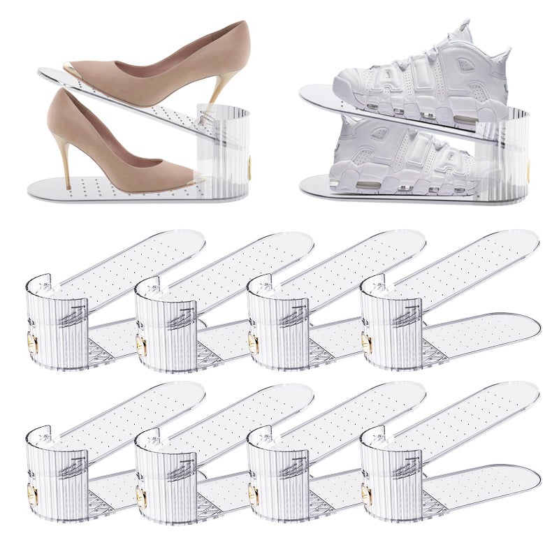 SummerVines Clear 10 Pack Shoe Slot Organizer, Shoe Stacker Organizer Holders for A Pair of Shoes, Adjustable Thickening Double Layer 50% Shoe Space Saver Rack Storage for Closet (clear, 10 Pack) - Image 1