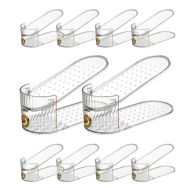 SummerVines Clear 10 Pack Shoe Slot Organizer, Shoe Stacker Organizer Holders for A Pair of Shoes, Adjustable Thickening Double Layer 50% Shoe Space Saver Rack Storage for Closet (clear, 10 Pack) - Image 2