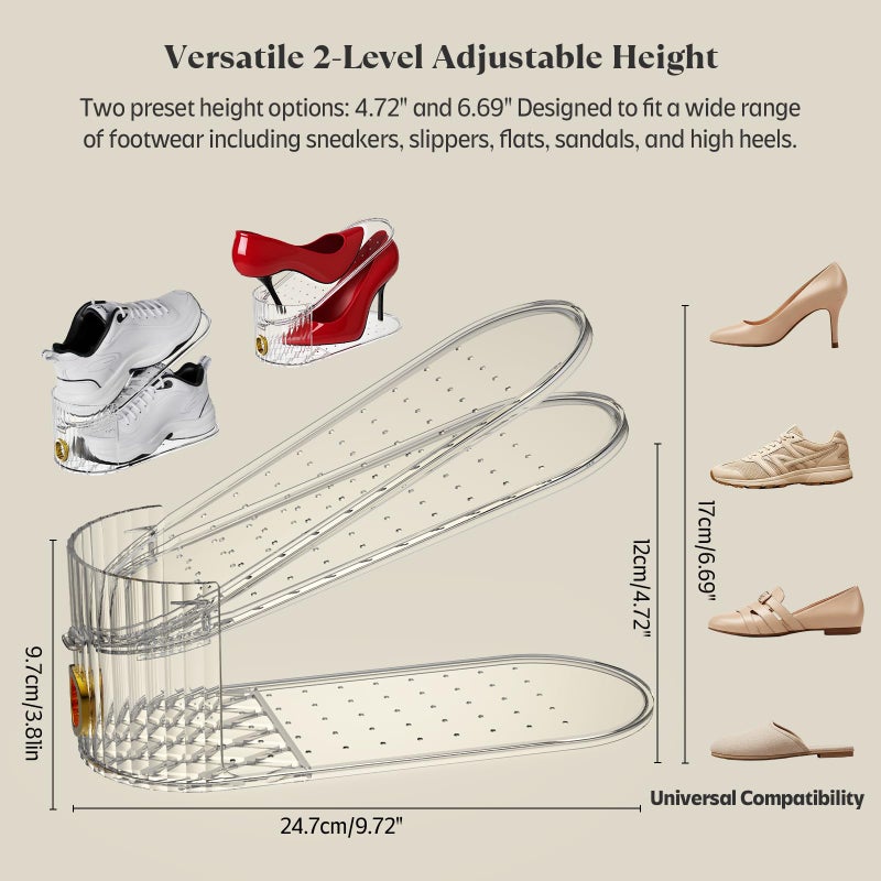 SummerVines Clear 10 Pack Shoe Slot Organizer, Shoe Stacker Organizer Holders for A Pair of Shoes, Adjustable Thickening Double Layer 50% Shoe Space Saver Rack Storage for Closet (clear, 10 Pack) - Image 3