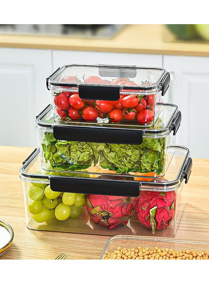 On Mart Acrylic Food Storage Containers with Lids Airtight Locking, Ideal for Storing Food, Vegetables or Fruits. BPA Free & Leak Proof Kitchen Storage Food Container Set Food Box (3 PCS Small, Medium