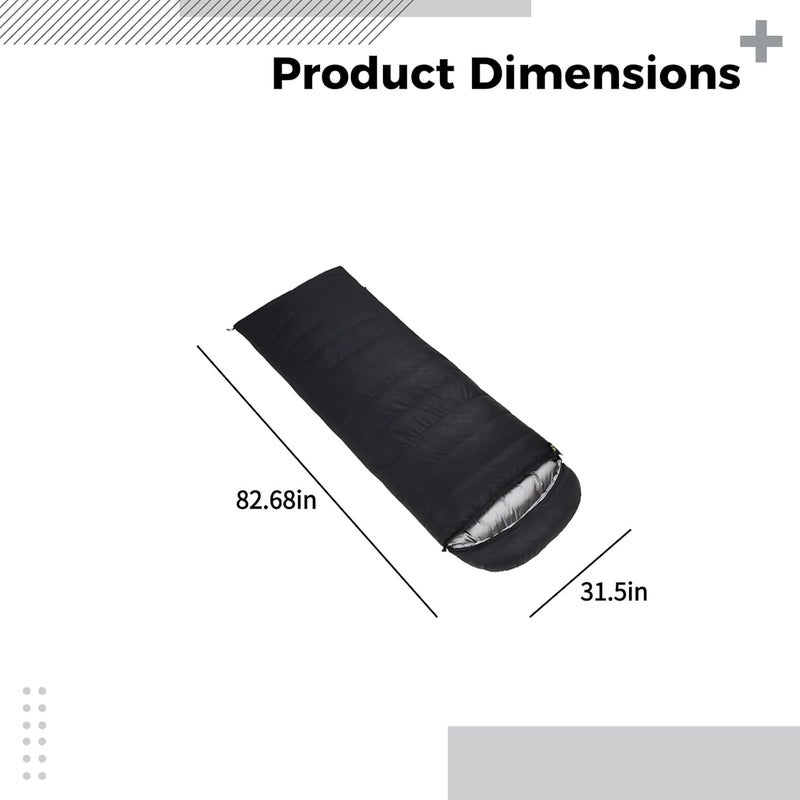 Envelope Style Down Sleeping Bag - Oversized 82.7 X 31.5 in for Outdoor Adventures and Travel - Image 2