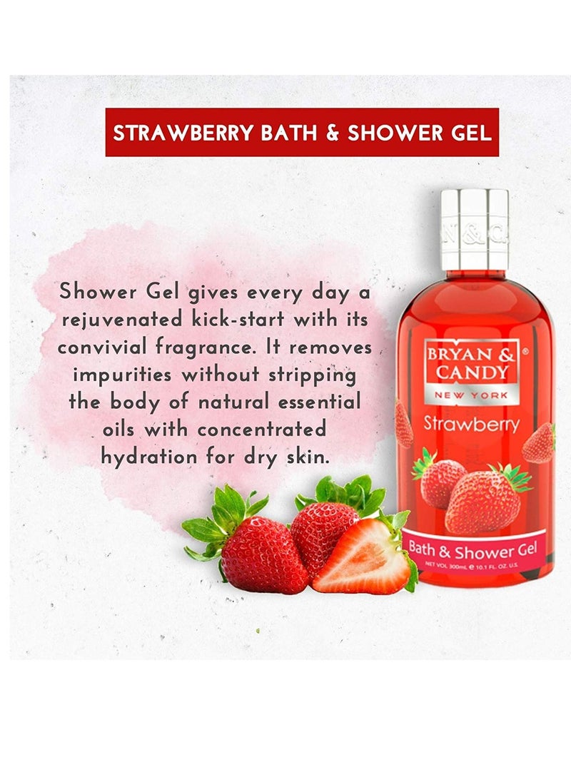 BRYAN & CANDY Strawberry Bath Tub Kit Gift For Women And Men Complete Home Spa Experience Shower Gel Hand & Body Lotion Sugar Scrub Body Polish  - Image 3