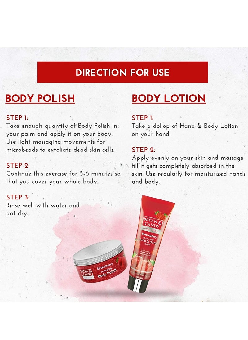 BRYAN & CANDY Strawberry Bath Tub Kit Gift For Women And Men Complete Home Spa Experience Shower Gel Hand & Body Lotion Sugar Scrub Body Polish  - Image 4