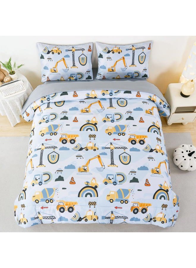 ANGIYUIN 5 Pieces Yellow Excavator Tractors Kids Comforter Set Full Size Construction Vehicle Boys Bedding Set Soft Equipment Trucks Bed in A Bag with Sheets - Image 2