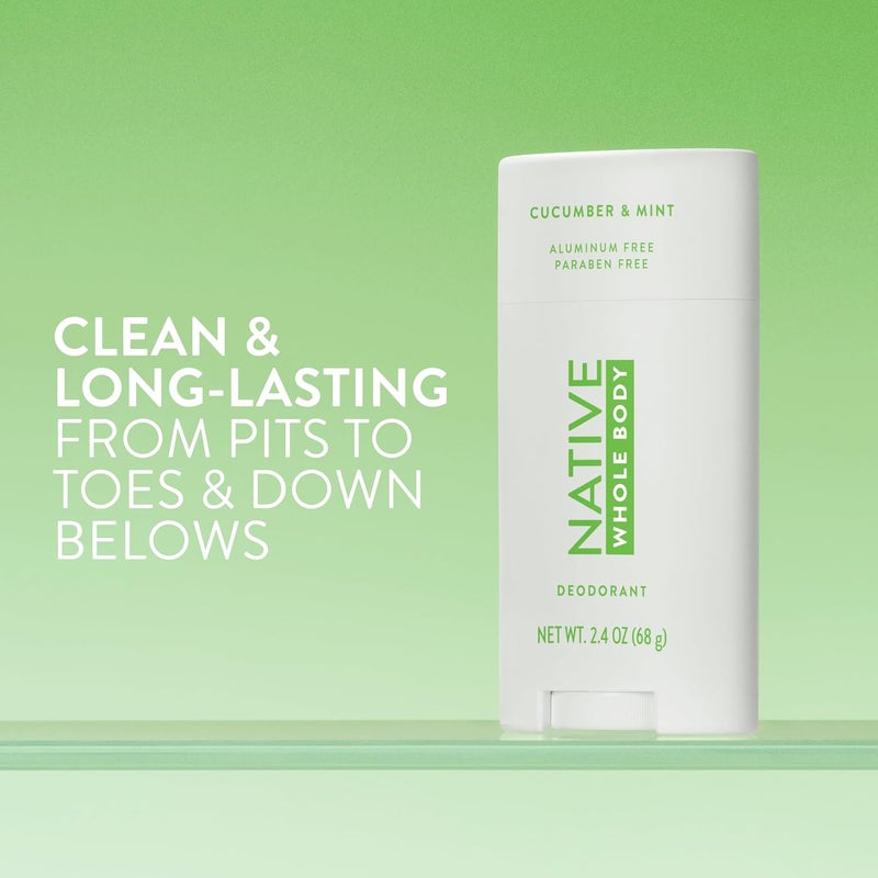Native Whole Body Deodorant Stick Contains Naturally Derived Ingredients, Deodorant for Men and Women | 72 Hour Odor Protection, Aluminum Free with Coconut Oil and Shea Butter | Cucumber & Mint - Image 1