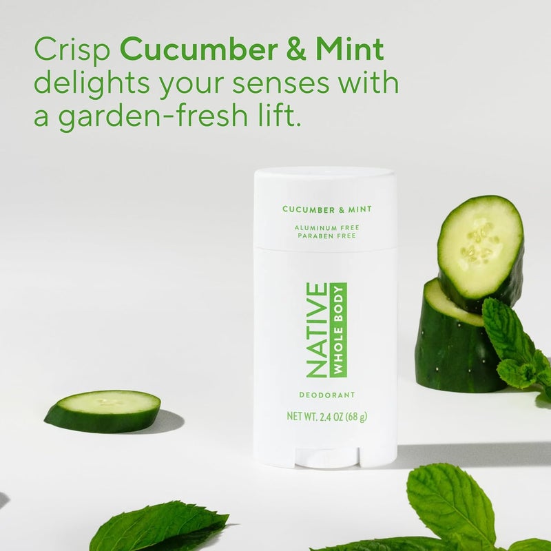 Native Whole Body Deodorant Stick Contains Naturally Derived Ingredients, Deodorant for Men and Women | 72 Hour Odor Protection, Aluminum Free with Coconut Oil and Shea Butter | Cucumber & Mint - Image 3