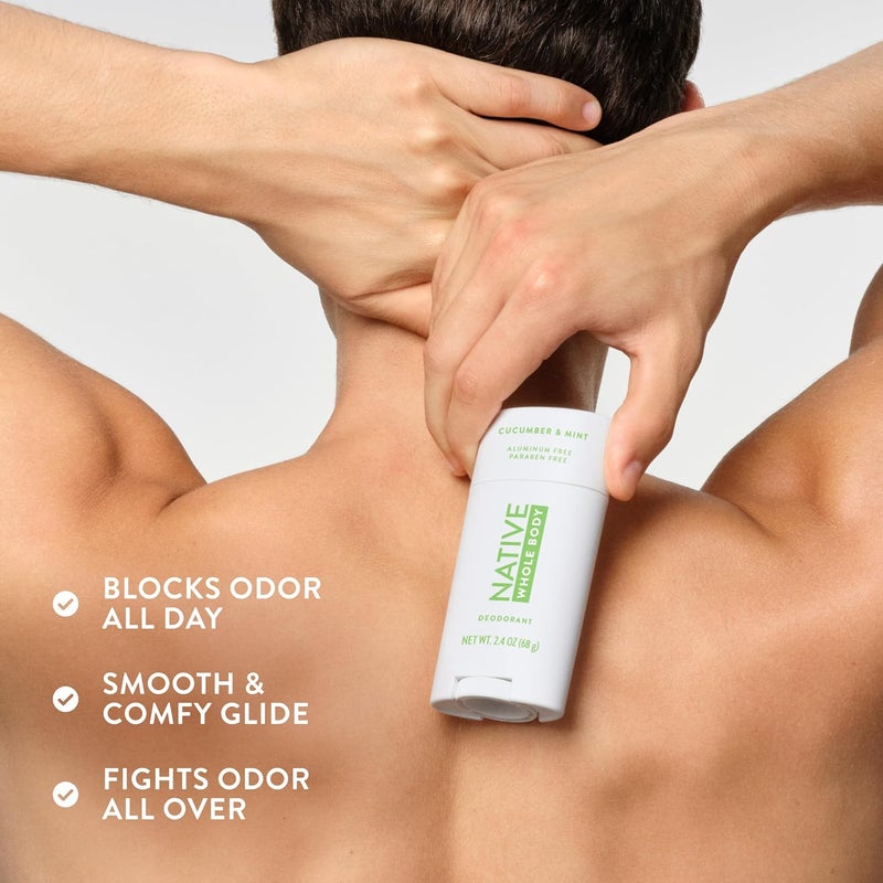 Native Whole Body Deodorant Stick Contains Naturally Derived Ingredients, Deodorant for Men and Women | 72 Hour Odor Protection, Aluminum Free with Coconut Oil and Shea Butter | Cucumber & Mint - Image 5