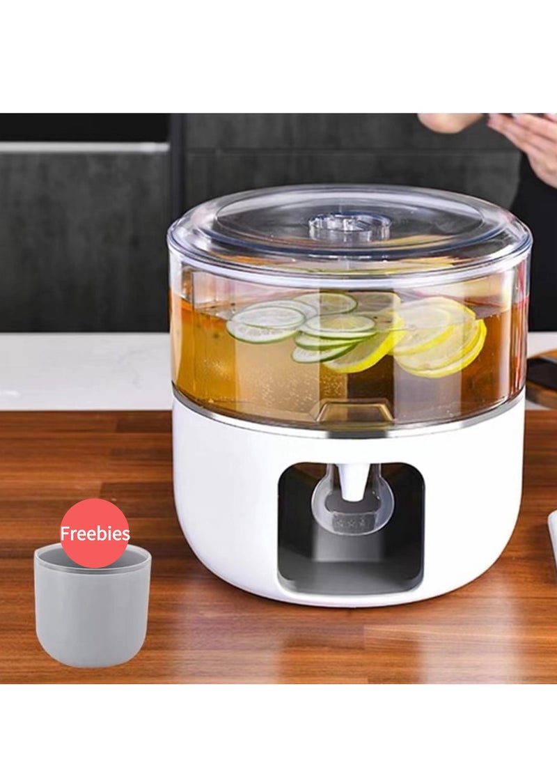 Fashion Rotating Beverage Dispenser for Home Fruit Juice Drink 1.7L Per Tank Rotating Cold Beverage Dispensers-White - Image 1