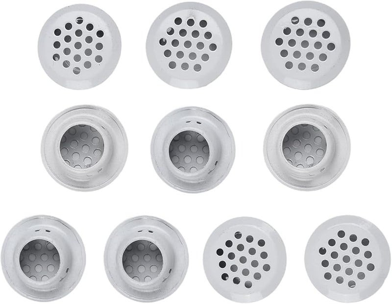 أغطية فتحات تهوية من الفولاذ المقاوم للصدأ 10 قطع مائلة 29 مم باللون الأبيض للخزانة وخزانة الملابس - Image 2