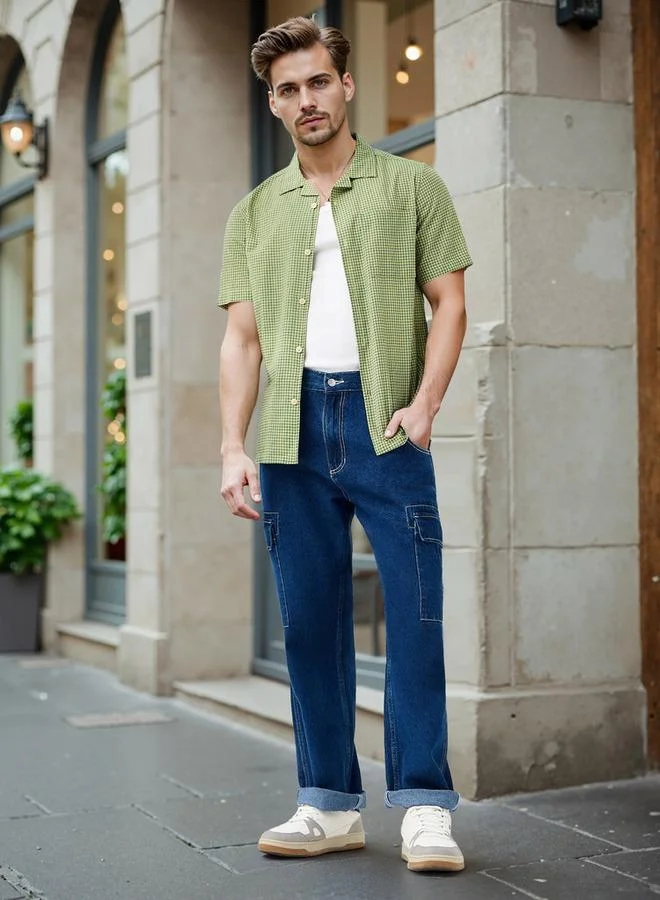 Lee Cooper Lee Cooper Regular Fit Checked Collared Shirt with Chest Pocket