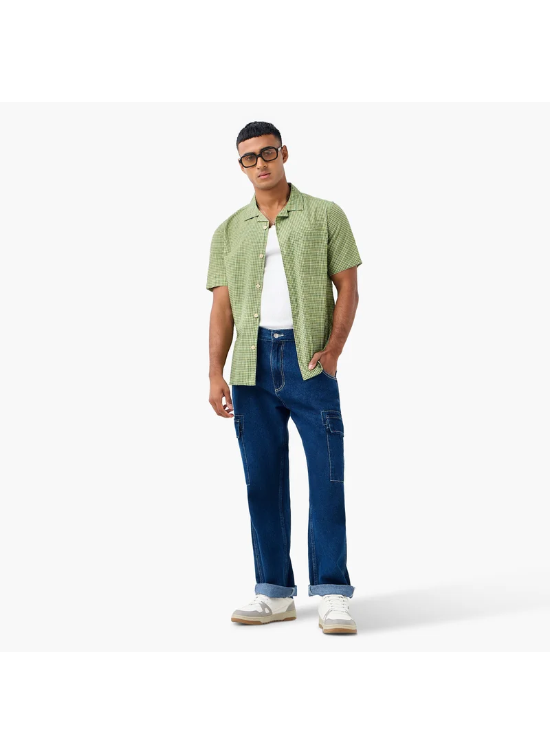 Lee Cooper Lee Cooper Regular Fit Checked Collared Shirt with Chest Pocket
