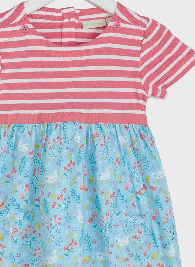 JoJo Maman Bebe Kids Duck Floral Mix And Match Dress