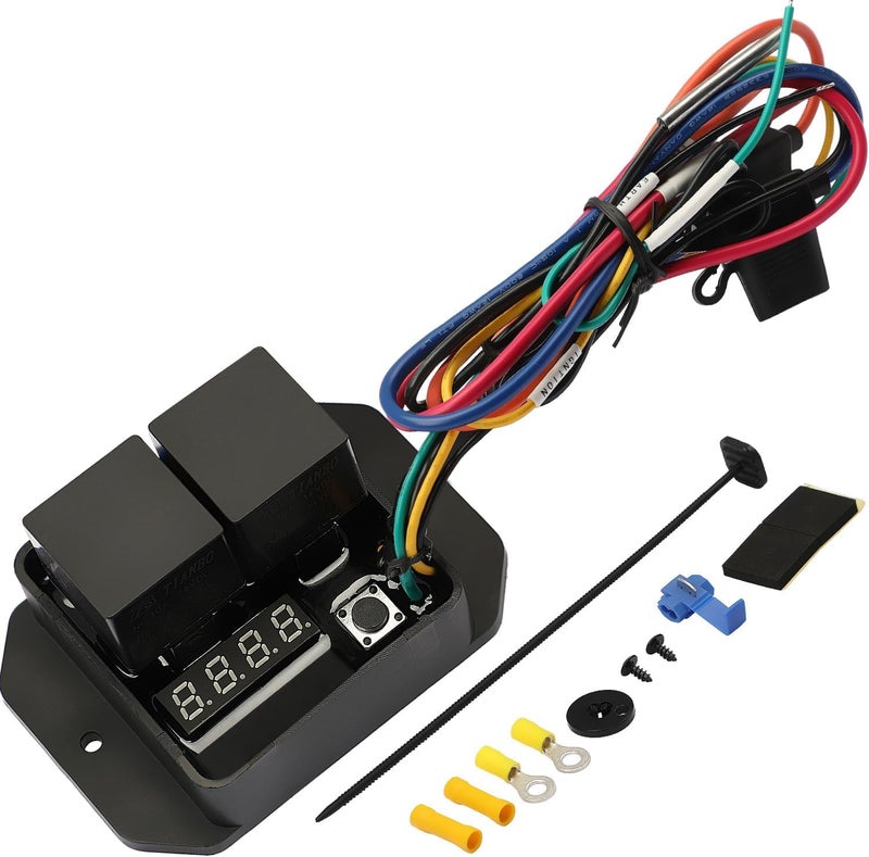 KASTWAVE Digital Radiator, Fans Controller Swith Kit, with 12V and 24V, Adjustable Temperature Range, Digital Electric Thermatic Fan Switch Kit, for Electric Thermatic Fans (Part #0444) - Image 1