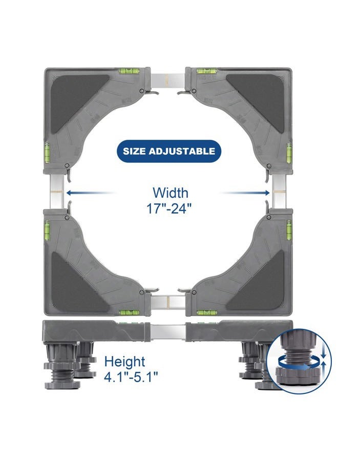 Nefish Adjustable Mini Fridge Stand with 4 Strong Feet, Universal Washing Machine, Washer and Dryer Base, Multifunctional Appliance Base (Gray) - Image 4