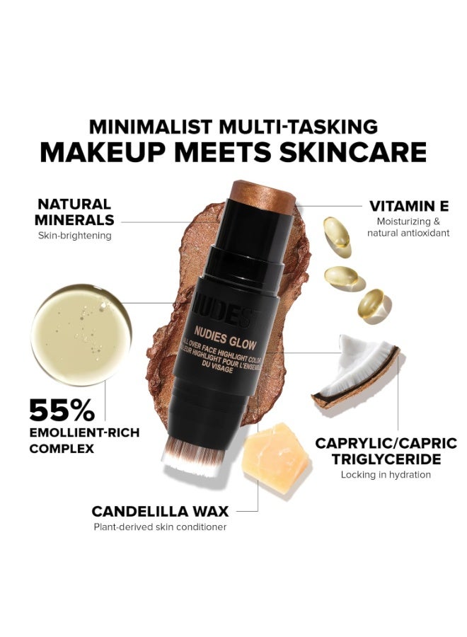 Nudestix Nudies Glow Highlighter Stick – Multi-Use Cream Highlighter for Cheeks, Eyes & Body with Built-In Brush | Dewy, Radiant Finish | Clean, Vegan & Travel-Friendly Makeup - Image 3