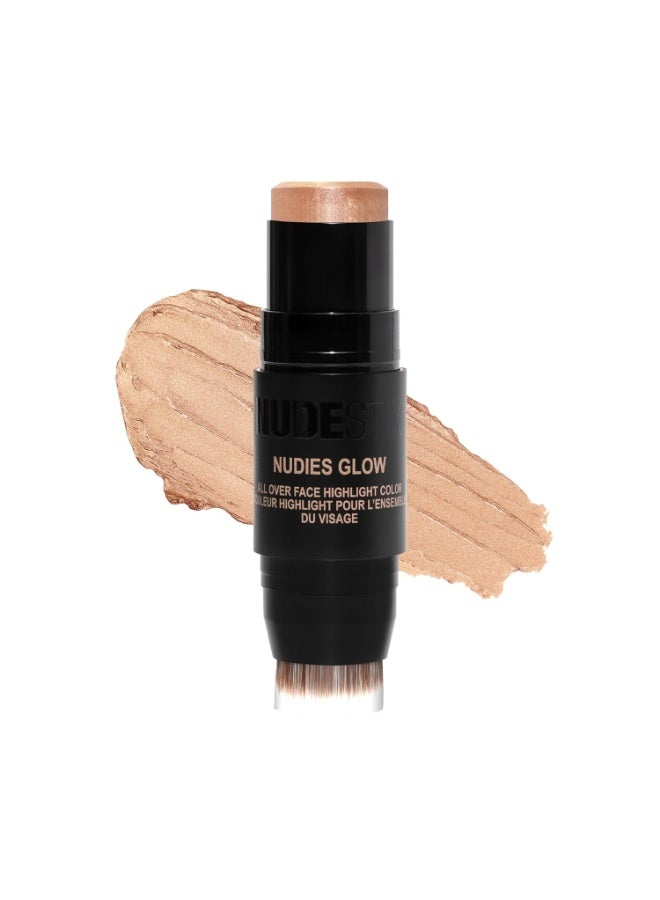 Nudestix Nudies Glow Highlighter Stick – Multi-Use Cream Highlighter for Cheeks, Eyes & Body with Built-In Brush | Dewy, Radiant Finish | Clean, Vegan & Travel-Friendly Makeup - Image 1