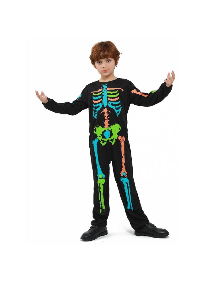 NIBEMINENT زي هالوين، بدلة هيكل عظمى ملونة للأولاد، زي لحفلات الموضوعات وفعاليات المدرسة - Image 1