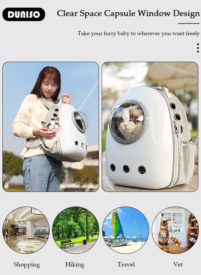 DUNISO Pet Carrier Backpack, Breathable Cat Carrier Bag, Pet Bubble Backpack, Pet Travel Bag with Space Cover, Transparent Waterproof Portable Pet Space Capsule Backpack for Travel, Hiking, Walking and Outdoor - Image 3