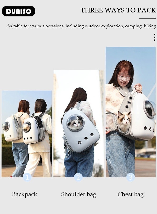 DUNISO Pet Carrier Backpack, Breathable Cat Carrier Bag, Pet Bubble Backpack, Pet Travel Bag with Space Cover, Transparent Waterproof Portable Pet Space Capsule Backpack for Travel, Hiking, Walking and Outdoor - Image 5