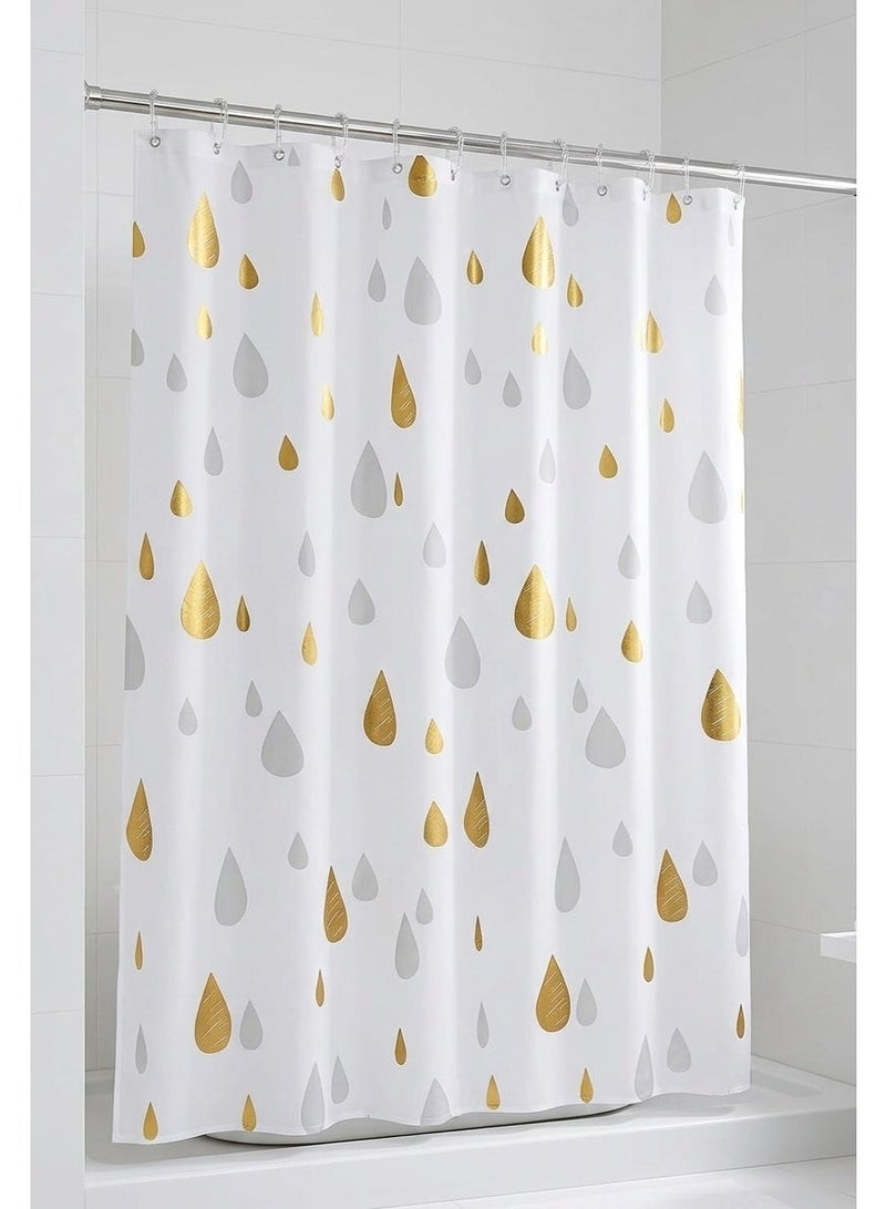 AL ARQAM Metallic PEVA Shower Curtain for Bathroom, 178 x 183 cm (70 x 72 Inches), Waterproof & Odor Free, Includes 12 Plastic Hooks - Image 2