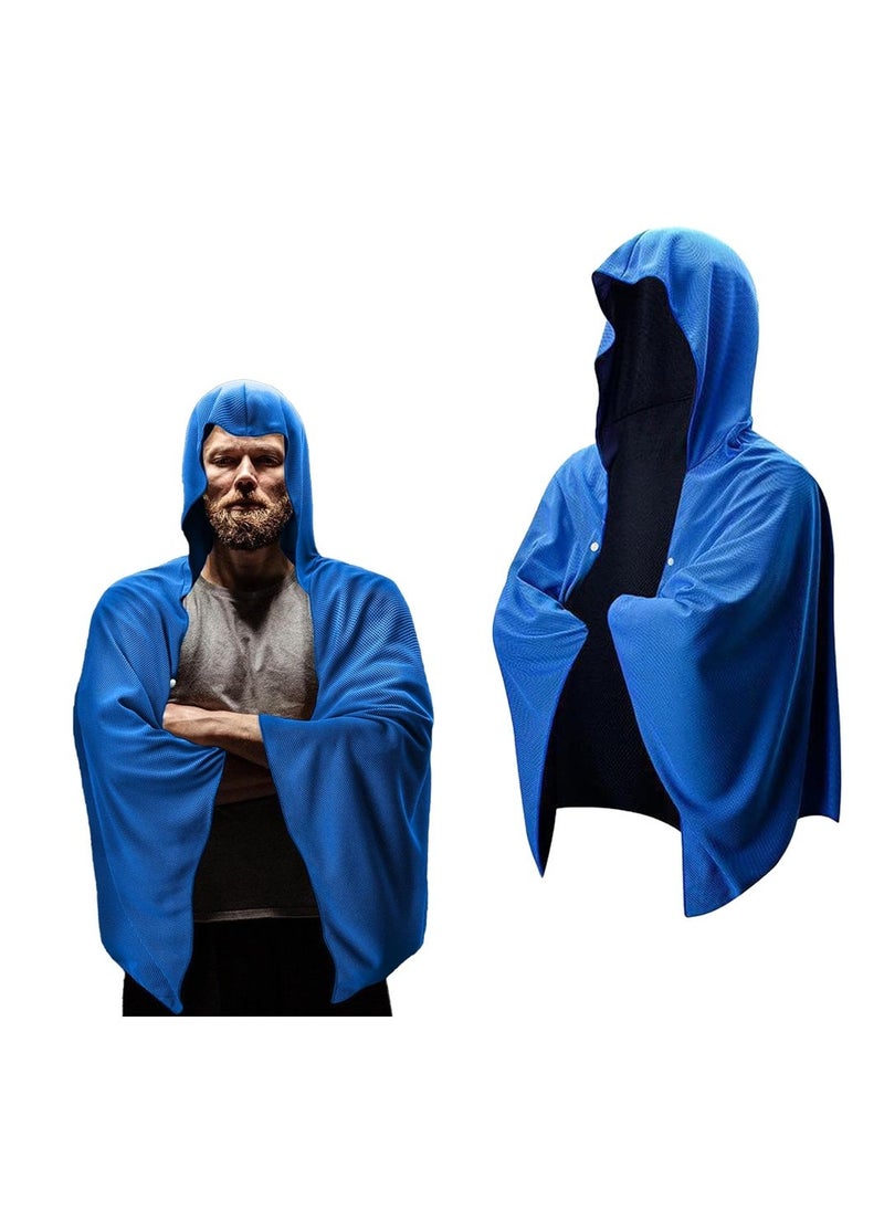Surf Poncho Changing Robe - Absorbent Hooded Beach Poncho Towel, Quick-Dry Wetsuit Cover-Up, Soft & Portable for Surfing, Swimming, and Outdoor Sports, 55.12 Inches (Blue) - 1 Pack - Image 1