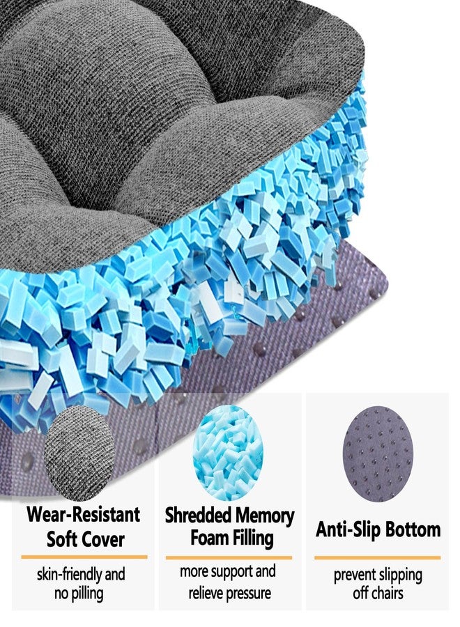 MAGIC ELEPHANT Chair Cushions for Dining Chair, Shredded Memory Foam Kitchen Chair Cushions Set of 4, Non-Slip Thick Dinning Room Chair Pads Seat Cushions, 15.5" x 15.5" x 4" (Grey) - Image 2